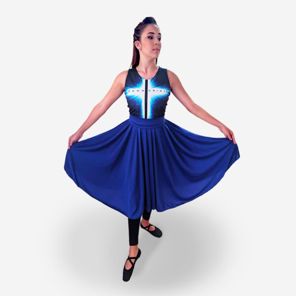 Vestido Resplandecer Azul - Roupas de Dança Ministerial - Estilo Dança