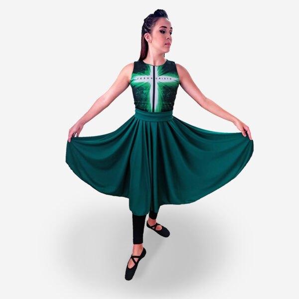 Vestido Resplandecer Verde Bandeira - Roupas de Dança Ministerial - Estilo Dança