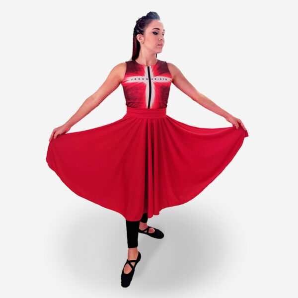 Vestido Resplandecer Vermelho - Roupas de Dança Ministerial - Estilo Dança