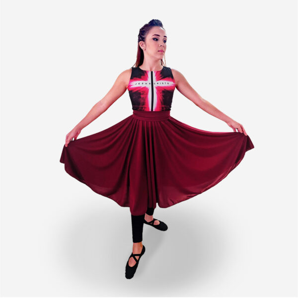 Vestido Resplandecer Vinho - Roupas de Dança Ministerial - Estilo Dança