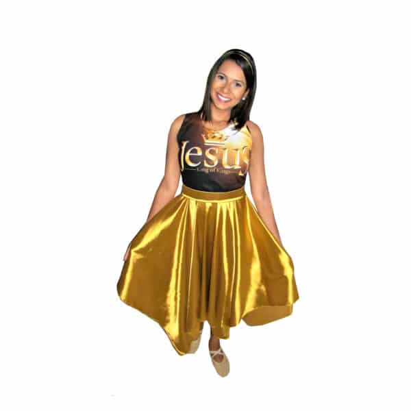 VESTIDO REI DOS REIS DOURADO - Roupas de Dança Ministerial - Estilo Dança