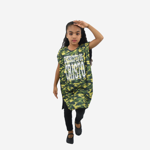 Tunica Camuflada Exercito de Cristo Infantil R6000 - Roupas de Dança Ministerial - Estilo Dança