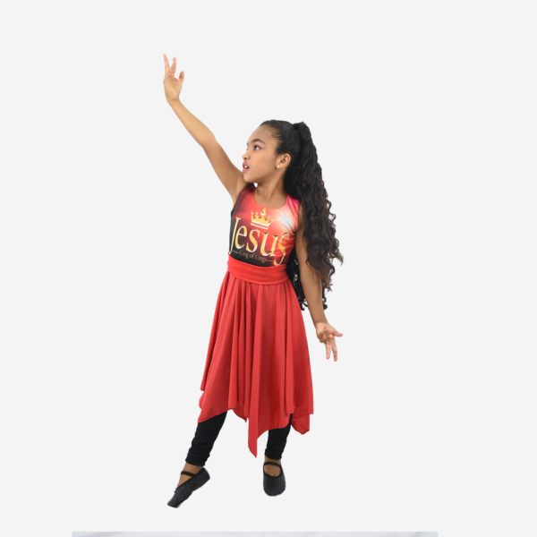 Vestido Rei dos reis Vermelho Infantil R9000 - Roupas de Dança Ministerial - Estilo Dança