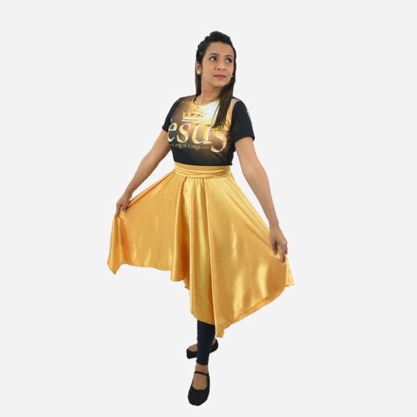 Vestido Rei dos reis dourado Meia Manga R13800 - Roupas de Dança Ministerial - Estilo Dança