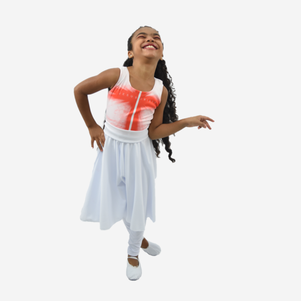 Vestido Resplandecer Infantil branco R9000 - Roupas de Dança Ministerial - Estilo Dança