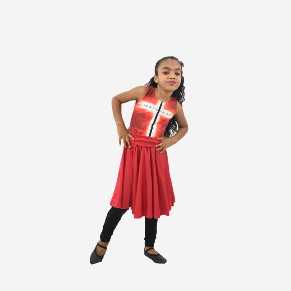 Vestido Resplandecer Vermelho Infantil R9000 - Roupas de Dança Ministerial - Estilo Dança