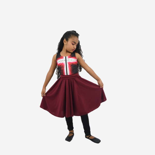 Vestido Resplandecer Vinho Infantil R9000 - Roupas de Dança Ministerial - Estilo Dança