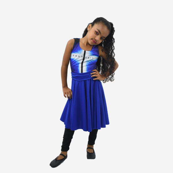 Vestido Resplandecer azul infantil R9000 - Roupas de Dança Ministerial - Estilo Dança