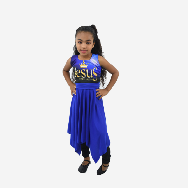 Vestido rei dos reis azul Infantil R9000 - Roupas de Dança Ministerial - Estilo Dança