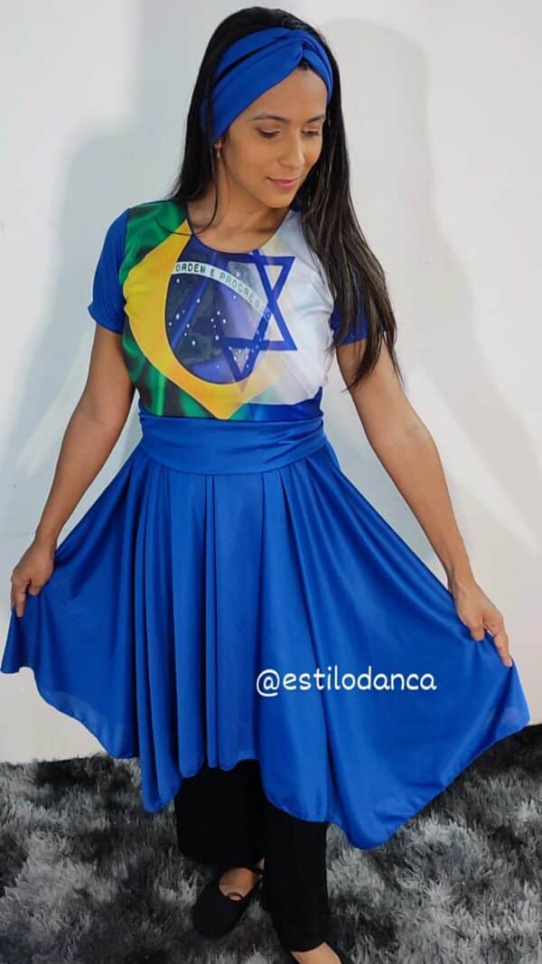 Vestido Brasil Israel - Roupas de Dança Ministerial - Estilo Dança